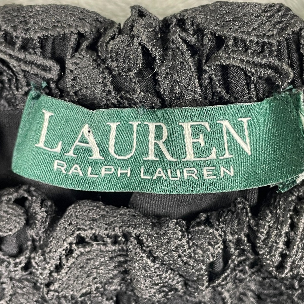 Lauren Ralph Lauren Dress Women's Plus 1X Black Lace Off Shoulder Cocktail LBD - Picture 2 of 8